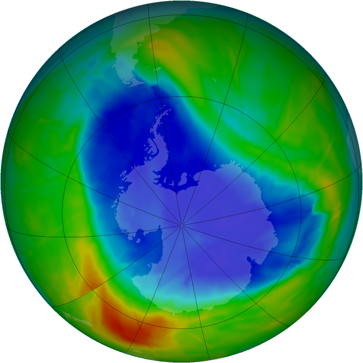 Antarctic ozone map for 16 September 2010